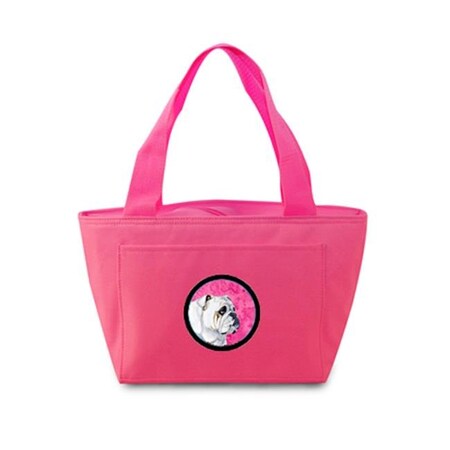 Carolines Treasures Carolines Treasures LH9364PK-8808 Pink Bulldog English Zippered Insulated School Washable And Stylish Lunch Bag Cooler LH9364PK-8808